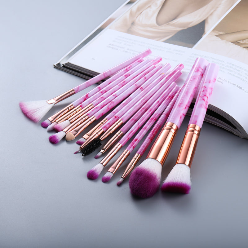 15 Marbled Design Makeup Brushes Set 15 Marbled Design Makeup Brushes Set